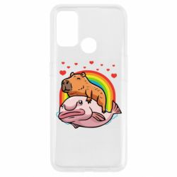 Чехол для Oppo A53/A32/A33 Капибара на рыбе - PrintSalon