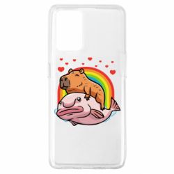 Чехол для Oppo A74 4G Капибара на рыбе - PrintSalon