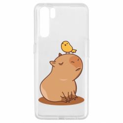 Чехол для Oppo A91/Reno3 Капибара с птичкой - PrintSalon