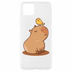 Чехол для Oppo A92s Капибара с птичкой