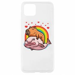 Чехол для Oppo A92s Капибара на рыбе - PrintSalon