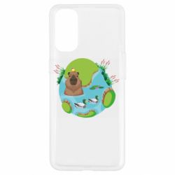 Чехол для Oppo Reno 4 Капибара в воде - PrintSalon