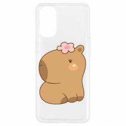 Чохол для Oppo Reno 4Капібара з квіткою - PrintSalon