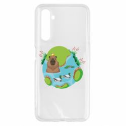 Чехол для Realme 6 Капибара в воде - PrintSalon