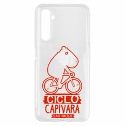Чехол для Realme 6 Капибара на велосипеде - PrintSalon
