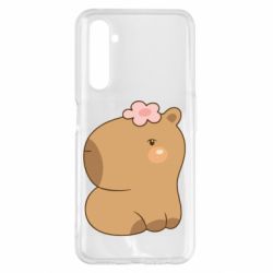 Чохол для Realme 6 Pro Капібара з квіткою - PrintSalon