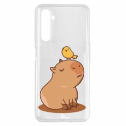 Чехол для Realme 6 Pro Капибара с птичкой - PrintSalon