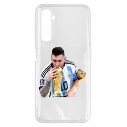 Чехол для Realme 6 Pro Месси целует кубок - PrintSalon