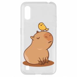 Чехол для Samsung A01/M01 Капибара с птичкой