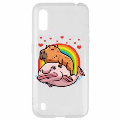 Чехол для Samsung A01/M01 Капибара на рыбе