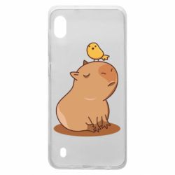 Чехол для Samsung A10 Капибара с птичкой