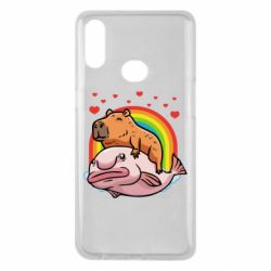 Чехол для Samsung A10s Капибара на рыбе - PrintSalon