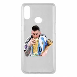 Чехол для Samsung A10s Месси целует кубок - PrintSalon