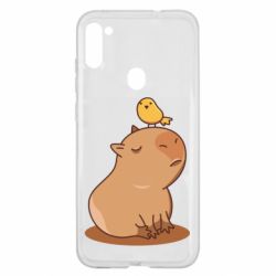 Чехол для Samsung A11/M11 Капибара с птичкой - PrintSalon