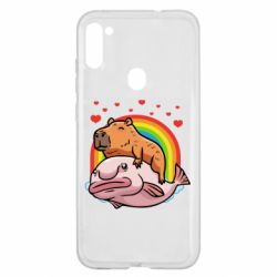 Чехол для Samsung A11/M11 Капибара на рыбе - PrintSalon