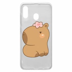 Чохол для Samsung A20 Капібара з квіткою - PrintSalon