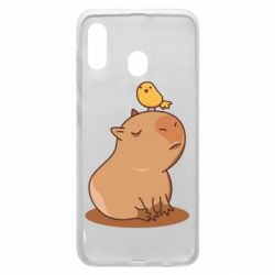 Чехол для Samsung A20 Капибара с птичкой - PrintSalon