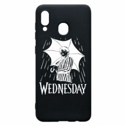 Чохол для Samsung A20 Венздей Вдамс и зонт - PrintSalon