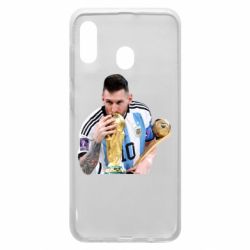 Чехол для Samsung A20 Месси целует кубок