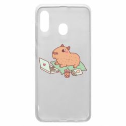 Чехол для Samsung A20 Capybara With Laptop - PrintSalon