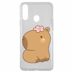 Чохол для Samsung A20s Капібара з квіткою - PrintSalon