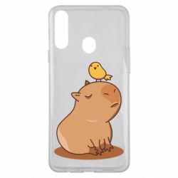 Чехол для Samsung A20s Капибара с птичкой - PrintSalon