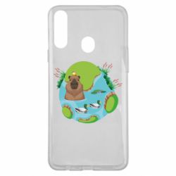 Чехол для Samsung A20s Капибара в воде - PrintSalon