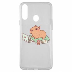 Чехол для Samsung A20s Capybara With Laptop - PrintSalon