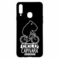 Чехол для Samsung A20s Капибара на велосипеде - PrintSalon