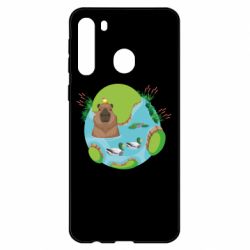 Чехол для Samsung A21 Капибара в воде - PrintSalon