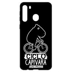 Чехол для Samsung A21 Капибара на велосипеде