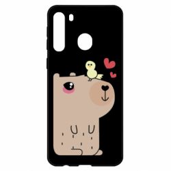 Чехол для Samsung A21 Капибара с цыпленком