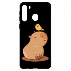 Чехол для Samsung A21 Капибара с птичкой