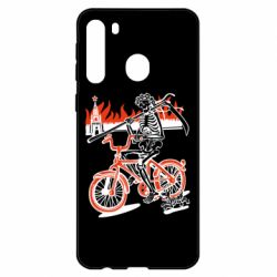 Чехол для Samsung A21 Смерть с косой в винке! Горящий кремль