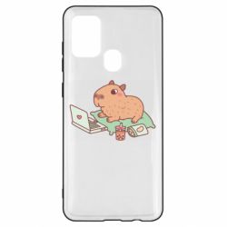 Чехол для Samsung A21s Capybara With Laptop - PrintSalon