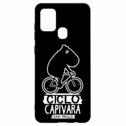 Чехол для Samsung A21s Капибара на велосипеде - PrintSalon