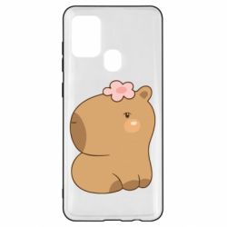 Чохол для Samsung A21s Капібара з квіткою - PrintSalon