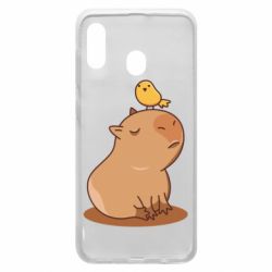 Чехол для Samsung A30 Капибара с птичкой - PrintSalon