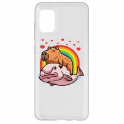 Чехол для Samsung A31 Капибара на рыбе - PrintSalon