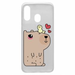 Чехол для Samsung A40 Капибара с цыпленком - PrintSalon