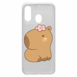 Чохол для Samsung A40 Капібара з квіткою - PrintSalon
