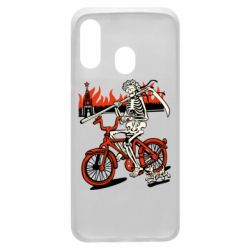 Чехол для Samsung A40 Смерть с косой в винке! Горящий кремль