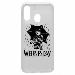 Чохол для Samsung A40 Венздей Вдамс и зонт - PrintSalon