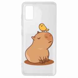 Чехол для Samsung A41 Капибара с птичкой - PrintSalon