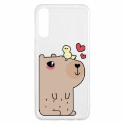 Чехол для Samsung A50 Капибара с цыпленком - PrintSalon