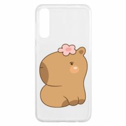 Чохол для Samsung A50 Капібара з квіткою - PrintSalon