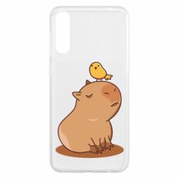 Чехол для Samsung A50 Капибара с птичкой - PrintSalon