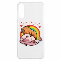 Чехол для Samsung A50 Капибара на рыбе - PrintSalon