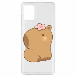 Чохол для Samsung A51 Капібара з квіткою - PrintSalon