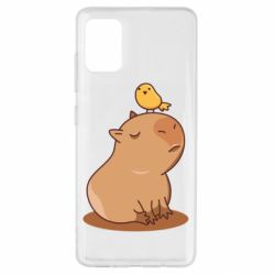 Чехол для Samsung A51 Капибара с птичкой - PrintSalon